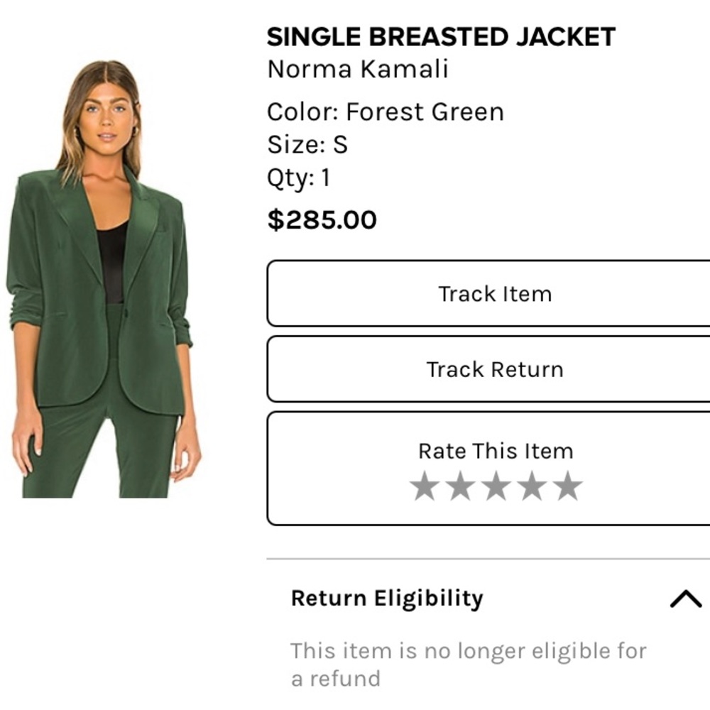 Forest Green Norma Kamali single Breasted Blazer